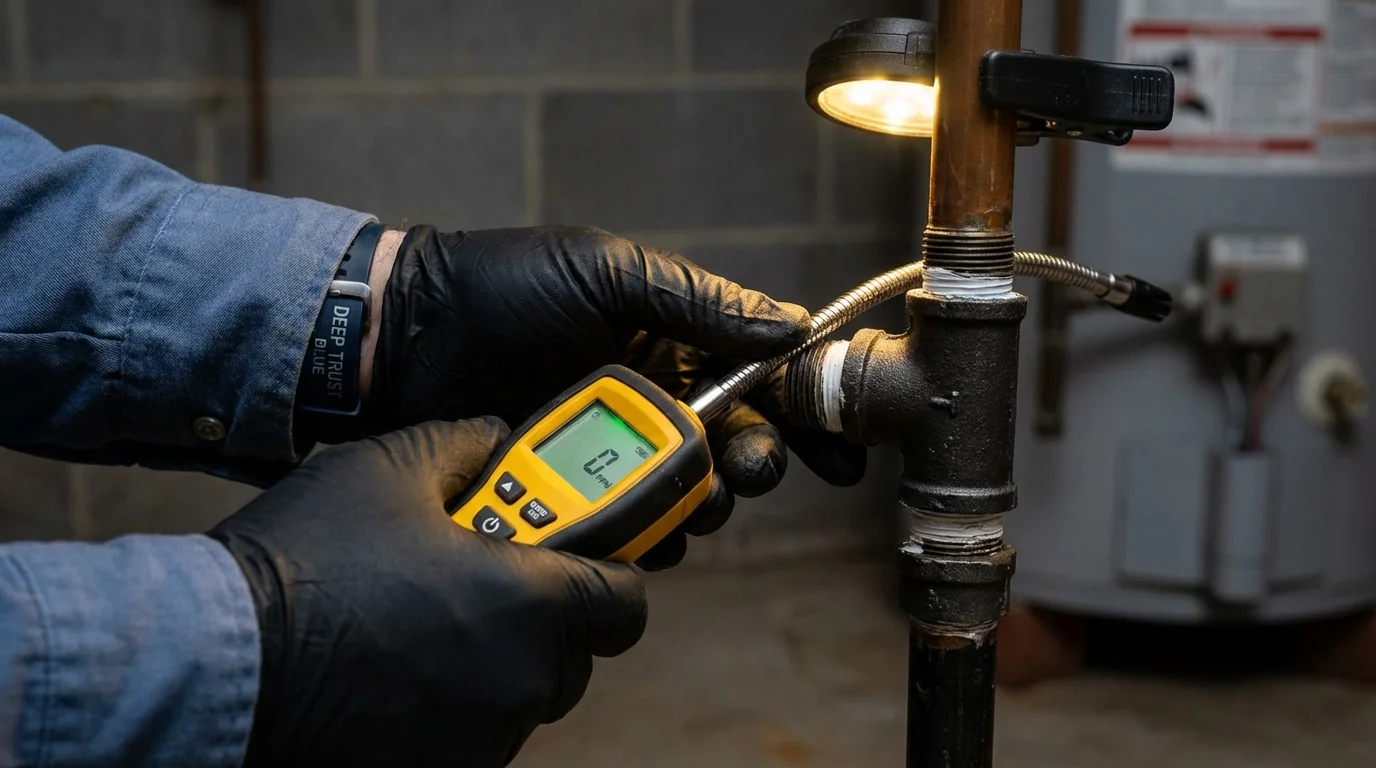 Gas leak detection with electronic sniffer by Johns Plumbing LLC in Manti
